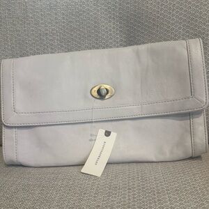 Anthropologie Light Gray Lamb Leather Clutch NWT
